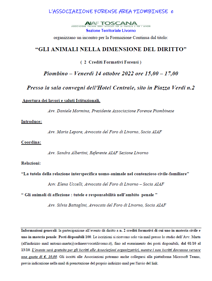 GLI ANIMALI NELLA DIMENSIONE DEL DIRITTO