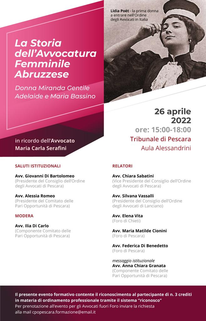 La storia dell'Avvocatura Femminile Abruzzese: Donna Miranda Gentile Adelaide e Maria Bassino